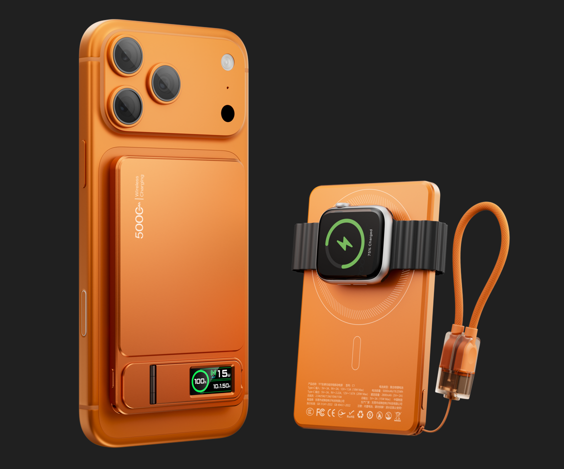 Pantalla TFT 3 en 1, PowerBank magnético inalámbrico de 10000Mah