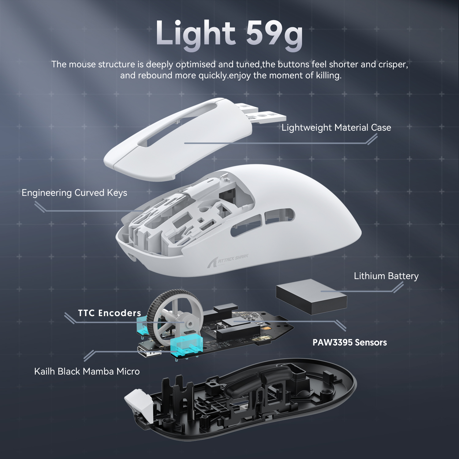 Attack Shark X3 - Mouse gamer inalámbrico de alta precisión